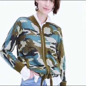 JCrew Camo Bomber Sweater Jacket - Medium